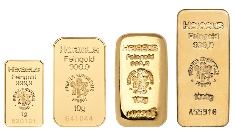 Att köpa guld en gång - 1g - 1000g Goldbarren